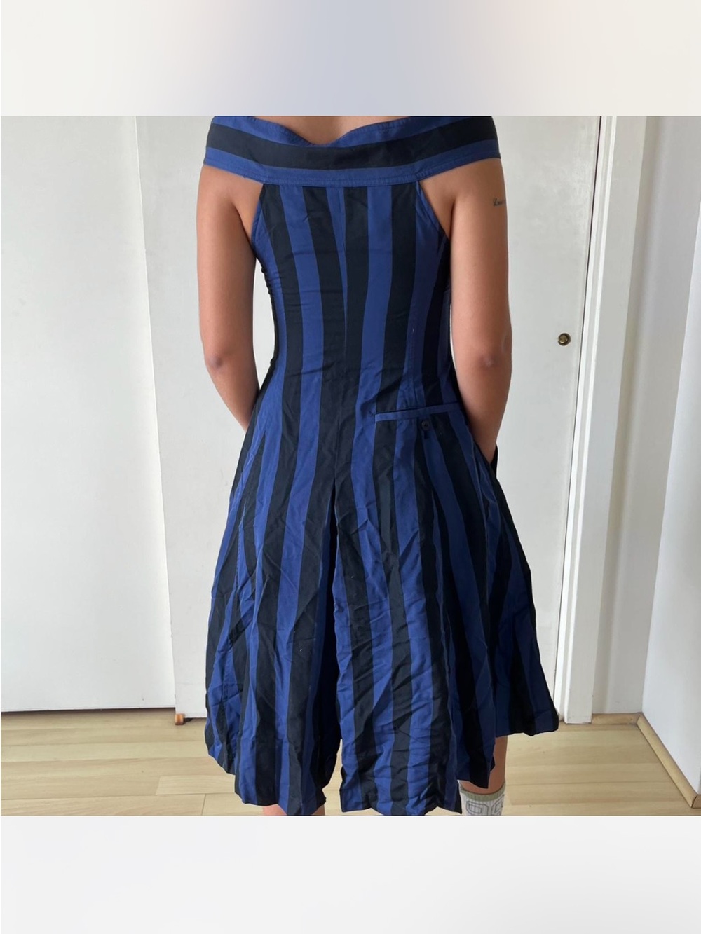 Vintage Issey Sport by Tsumori Chisato Striped Off-Shoulder Romper/Dress - Picture 2 of 6